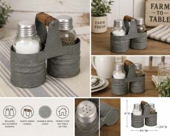Farmhouse Salt & Pepper Caddy Set Farmhouse Salt & Pepper Caddy Set